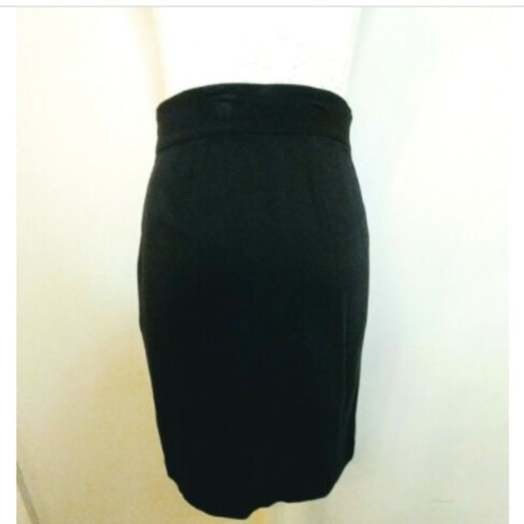 Ann Taylor Womens 00 Black Skirt Pencil Knee Military Anchor Buttons - Picture 3 of 6